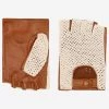 Dario (cognac) - Hand-sewn Italian Crochet Driving Gloves From Lambskin Leather