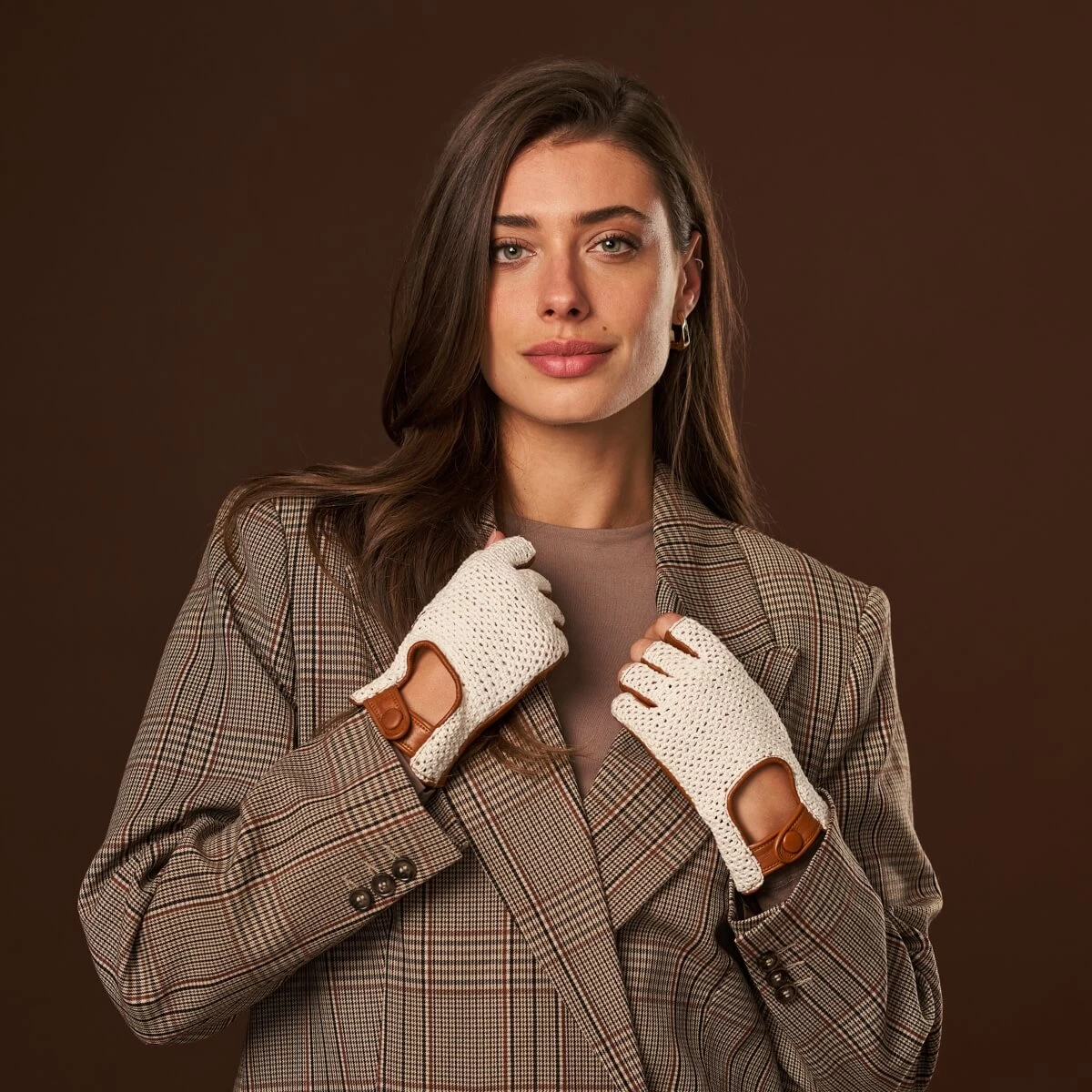 Daniella (cognac) - Hand-sewn Italian Crochet Driving Gloves From Lambskin Leather 4 Daniella (cognac) - Hand-sewn Italian Crochet Driving Gloves From Lambskin Leather - Image 4