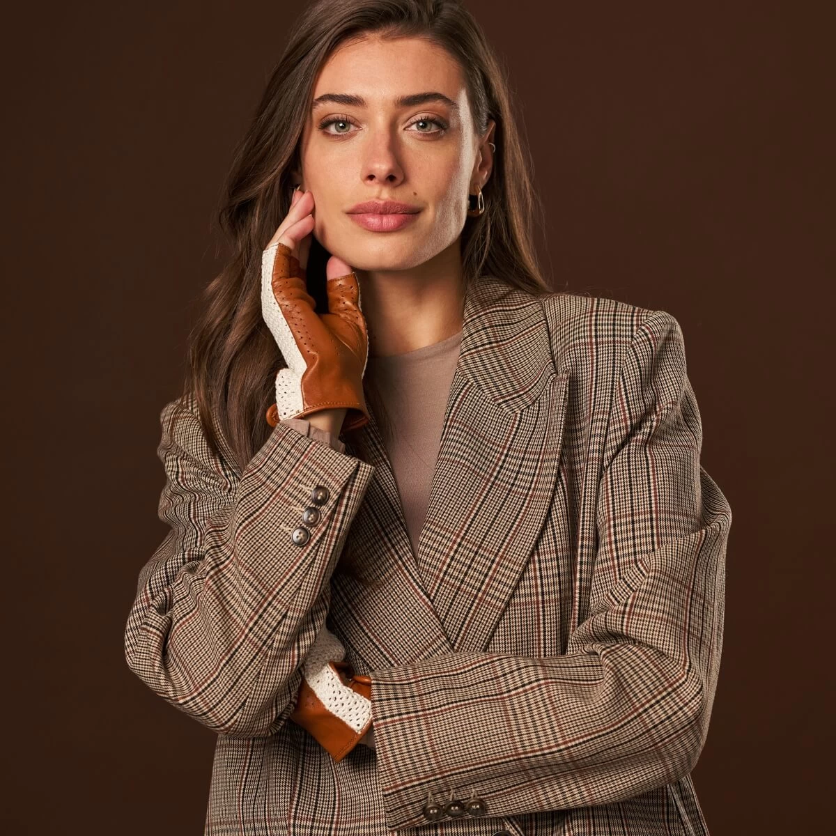 Daniella (cognac) - Hand-sewn Italian Crochet Driving Gloves From Lambskin Leather 11 Daniella (cognac) - Hand-sewn Italian Crochet Driving Gloves From Lambskin Leather - Image 11