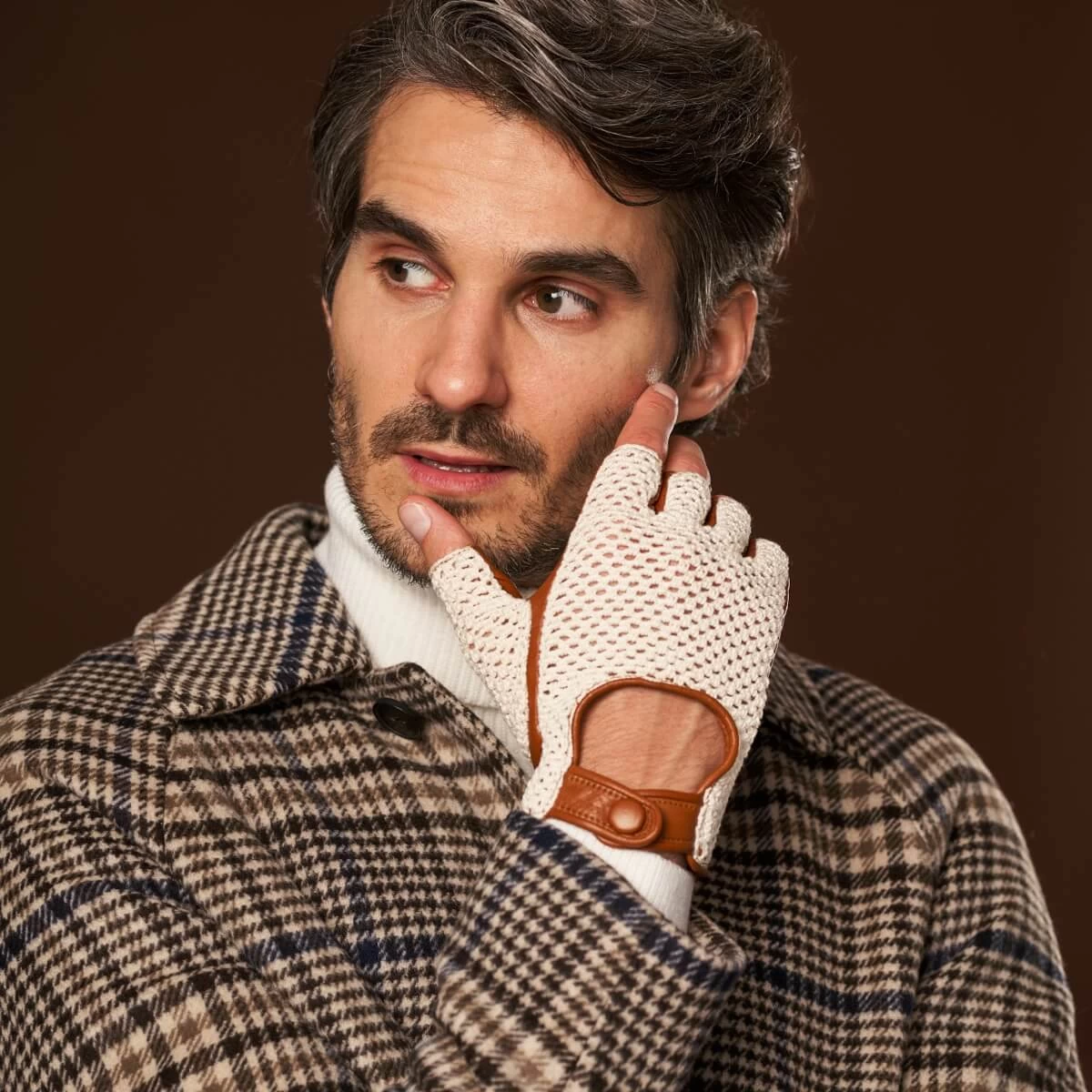 Dario (cognac) - Hand-sewn Italian Crochet Driving Gloves From Lambskin Leather 6 Dario (cognac) - Hand-sewn Italian Crochet Driving Gloves From Lambskin Leather - Image 6