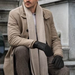 Diego (black) - Italian Gloves Made Of American Deerskin Leather With Rabbit Fur Lining -Fratelli Orsini Shop Diego 7