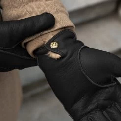 Diego (black) - Italian Gloves Made Of American Deerskin Leather With Rabbit Fur Lining -Fratelli Orsini Shop Diego 8