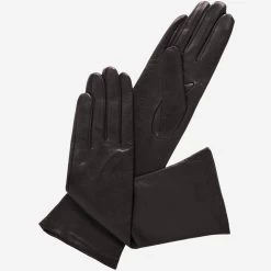 Elena (black) - Italian Silk Lined 6-button Length Leather Opera Gloves