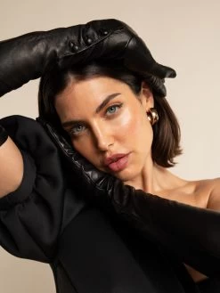 Elena (black) - Italian Silk Lined 16-button Length Leather Opera Gloves -Fratelli Orsini Shop Elena black leather gloves fratelli orsini 1 61a9e6bb 2237 4f3c 90ec 35482fe4e331