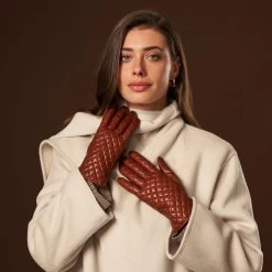 Emilia (brown) - Classic Italian Lambskin Leather Gloves With Cashmere Lining And Checkered Pattern 20 Emilia (brown) - Classic Italian Lambskin Leather Gloves With Cashmere Lining And Checkered Pattern -Fratelli Orsini Shop Emilia 1 0d5e32c2 0174 42ea 94e5 2b75d3f1ad31