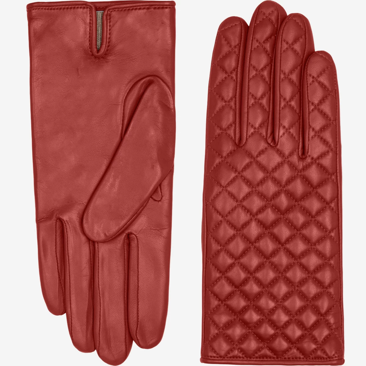Emilia (red) - Classic Italian Lambskin Leather Gloves With Cashmere Lining And Checkered Pattern 2 Emilia (red) - Classic Italian Lambskin Leather Gloves With Cashmere Lining And Checkered Pattern - Image 2