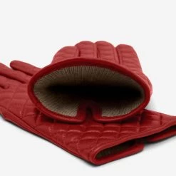 Emilia (red) - Classic Italian Lambskin Leather Gloves With Cashmere Lining And Checkered Pattern 16 Emilia (red) - Classic Italian Lambskin Leather Gloves With Cashmere Lining And Checkered Pattern -Fratelli Orsini Shop Emilia red lambskin leather gloves fratelli orsini 3