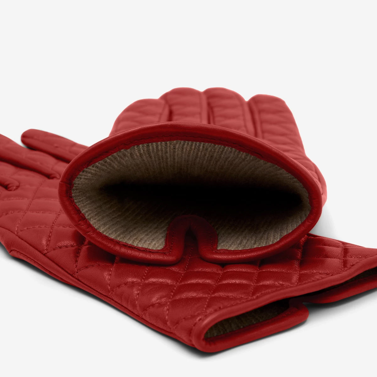 Emilia (red) - Classic Italian Lambskin Leather Gloves With Cashmere Lining And Checkered Pattern 3 Emilia (red) - Classic Italian Lambskin Leather Gloves With Cashmere Lining And Checkered Pattern - Image 3