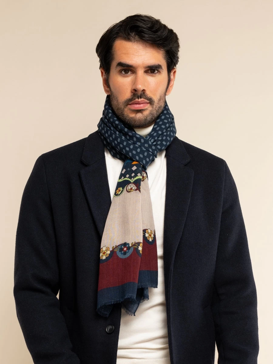 Edoardo (blue) - Soft And Lightweight Italian Scarf From 100% Wool 2 Edoardo (blue) - Soft And Lightweight Italian Scarf From 100% Wool - Image 2