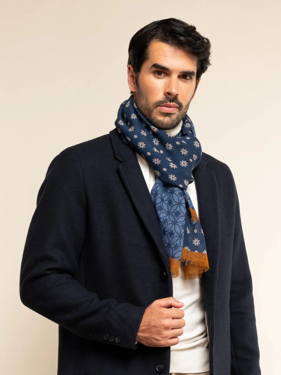 Andrea (blue) - Soft And Lightweight Italian Scarf From 100% Wool 2 Andrea (blue) - Soft And Lightweight Italian Scarf From 100% Wool - Image 2