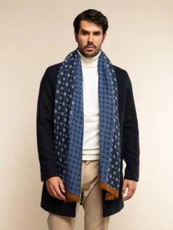 Andrea (blue) - Soft And Lightweight Italian Scarf From 100% Wool 17 Andrea (blue) - Soft And Lightweight Italian Scarf From 100% Wool -Fratelli Orsini Shop F251 blue 4
