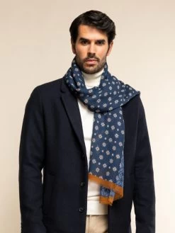 Andrea (blue) - Soft And Lightweight Italian Scarf From 100% Wool 21 Andrea (blue) - Soft And Lightweight Italian Scarf From 100% Wool -Fratelli Orsini Shop F251 blue 8