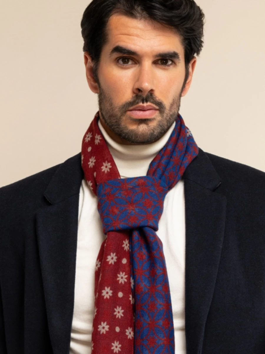 Andrea (red/blue) - Soft And Lightweight Italian Scarf From 100% Wool 10 Andrea (red/blue) - Soft And Lightweight Italian Scarf From 100% Wool - Image 10