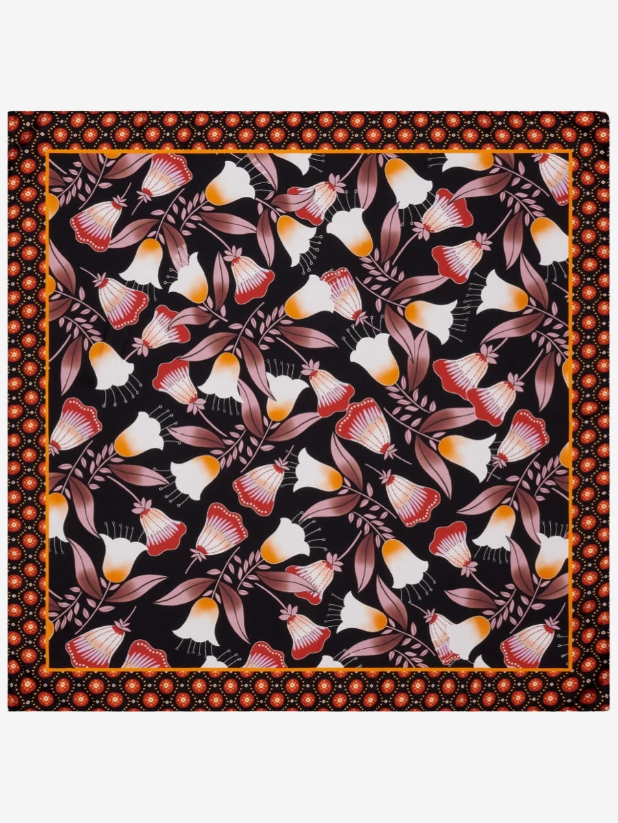 Bruna (black/orange)- Soft And Lightweight Italian Foulard From Pure Silk 2 Bruna (black/orange)- Soft And Lightweight Italian Foulard From Pure Silk - Image 2