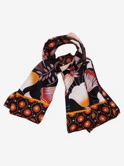 Bruna (black/orange)- Soft And Lightweight Italian Foulard From Pure Silk 12 Bruna (black/orange)- Soft And Lightweight Italian Foulard From Pure Silk -Fratelli Orsini Shop FO Bruna silk scarf C1 3