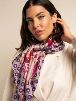 Bruna (pink)- Soft And Lightweight Italian Foulard From Pure Silk -Fratelli Orsini Shop FO Bruna silk scarf C4 5
