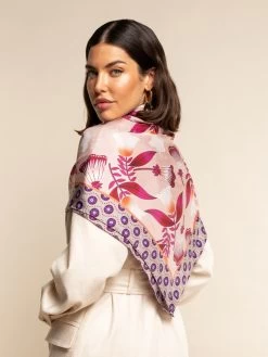 Bruna (pink)- Soft And Lightweight Italian Foulard From Pure Silk -Fratelli Orsini Shop FO Bruna silk scarf C4 8
