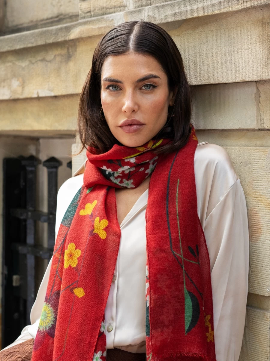 Evelina (red) - Soft And Lightweight Italian Scarf From Premium Wool 6 Evelina (red) - Soft And Lightweight Italian Scarf From Premium Wool - Image 6