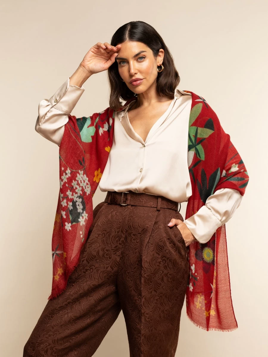 Evelina (red) - Soft And Lightweight Italian Scarf From Premium Wool 8 Evelina (red) - Soft And Lightweight Italian Scarf From Premium Wool - Image 8