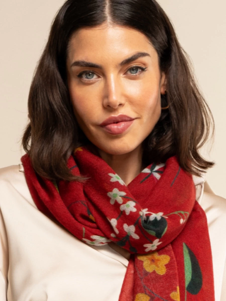 Evelina (red) - Soft And Lightweight Italian Scarf From Premium Wool 9 Evelina (red) - Soft And Lightweight Italian Scarf From Premium Wool - Image 9