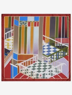 Fiorella (red/blue) - Soft And Lightweight Italian Foulard From Pure Silk -Fratelli Orsini Shop FO Fiorella Silk Scarf 2