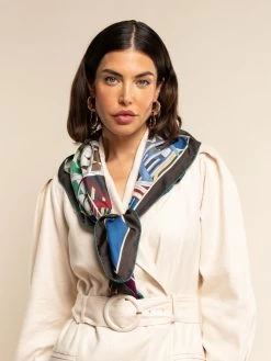 Fiorella (red/blue) - Soft And Lightweight Italian Foulard From Pure Silk -Fratelli Orsini Shop FO Fiorella Silk Scarf 5