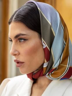 Fiorella (red/blue) - Soft And Lightweight Italian Foulard From Pure Silk -Fratelli Orsini Shop FO Fiorella Silk Scarf 7