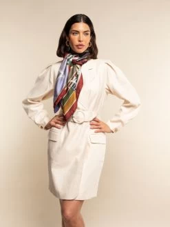 Fiorella (red/blue) - Soft And Lightweight Italian Foulard From Pure Silk -Fratelli Orsini Shop FO Fiorella Silk Scarf 8