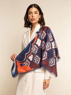 Giorgia (blue/red) - Soft And Lightweight Italian Foulard From Pure Silk -Fratelli Orsini Shop FO Giorgia Silk Scarf 10