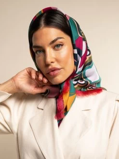 Giorgia (green/pink) - Soft And Lightweight Italian Foulard From Pure Silk 23 Giorgia (green/pink) - Soft And Lightweight Italian Foulard From Pure Silk -Fratelli Orsini Shop FO Giorgia Silk Scarf 12