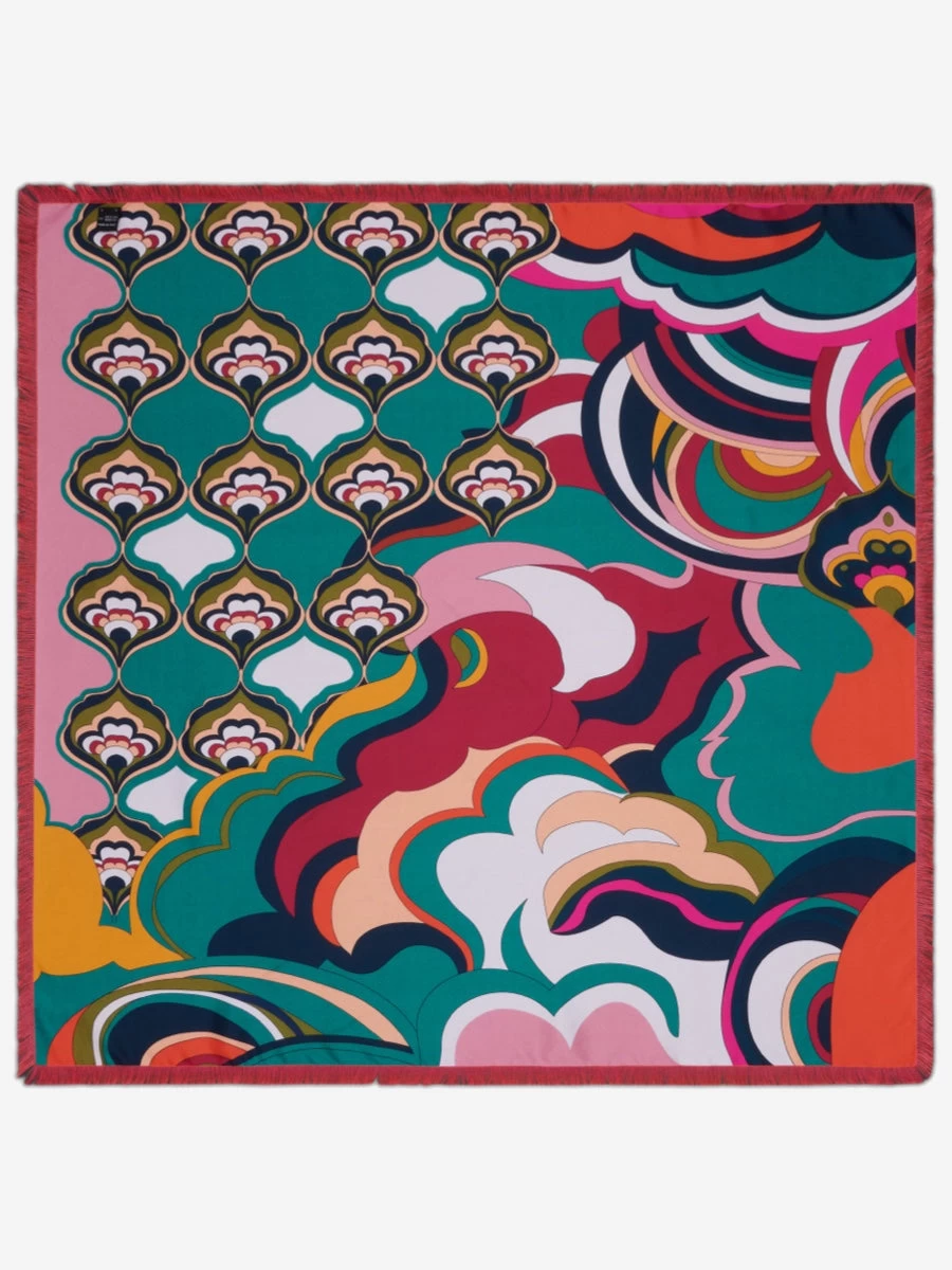 Giorgia (green/pink) - Soft And Lightweight Italian Foulard From Pure Silk 2 Giorgia (green/pink) - Soft And Lightweight Italian Foulard From Pure Silk - Image 2