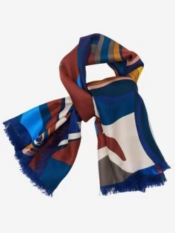 Giorgia (blue/red) - Soft And Lightweight Italian Foulard From Pure Silk -Fratelli Orsini Shop FO Giorgia Silk Scarf 3