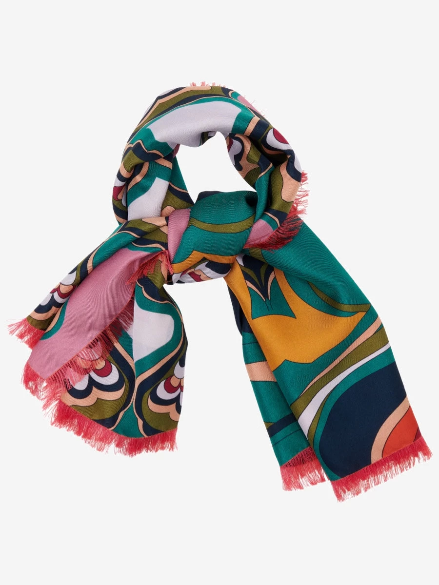 Giorgia (green/pink) - Soft And Lightweight Italian Foulard From Pure Silk 3 Giorgia (green/pink) - Soft And Lightweight Italian Foulard From Pure Silk - Image 3