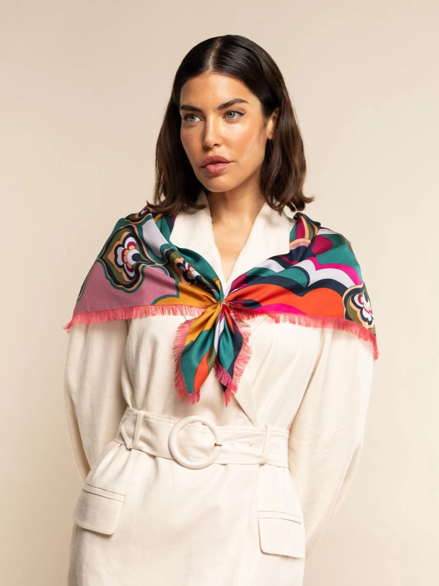 Giorgia (green/pink) - Soft And Lightweight Italian Foulard From Pure Silk 9 Giorgia (green/pink) - Soft And Lightweight Italian Foulard From Pure Silk - Image 9