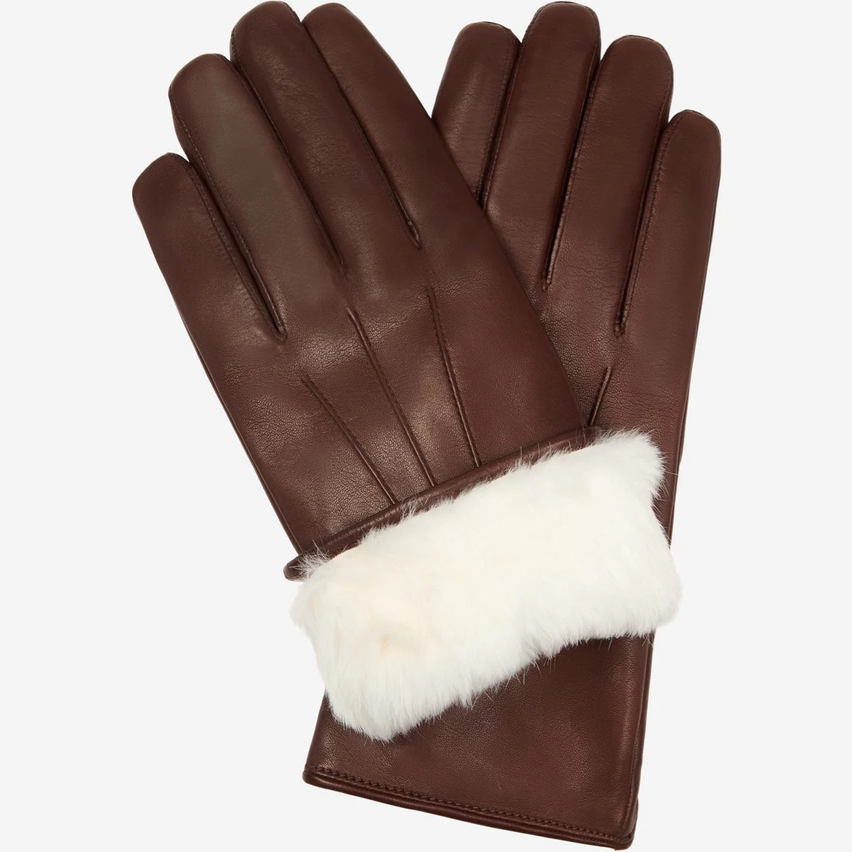 Francesca (brown) - Italian Lambskin Leather Gloves With White Rabbit Fur Lining 1 Francesca (brown) - Italian Lambskin Leather Gloves With White Rabbit Fur Lining