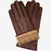 Francesca (brown) - Italian Lambskin Leather Gloves With Brown Rabbit Fur Lining