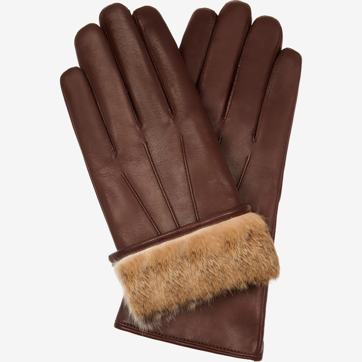 Francesca (brown) - Italian Lambskin Leather Gloves With Brown Rabbit Fur Lining 1 Francesca (brown) - Italian Lambskin Leather Gloves With Brown Rabbit Fur Lining