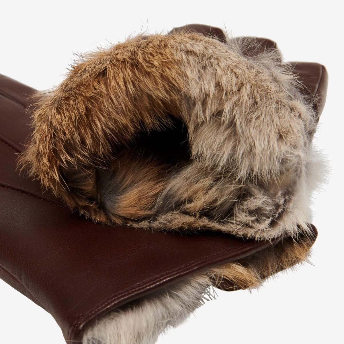 Francesca (brown) - Italian Lambskin Leather Gloves With Brown Rabbit Fur Lining 3 Francesca (brown) - Italian Lambskin Leather Gloves With Brown Rabbit Fur Lining - Image 3