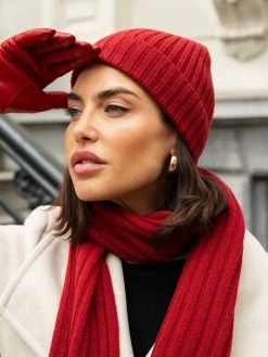 Milano (red) - 100% Cashmere Ribbed Beanie (unisex) -Fratelli Orsini Shop Fratelli orsini scarf beanie cashmere 1 f93278d8 901b 47f3 83cc 021680e8450a