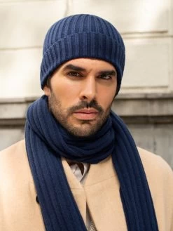 Napoli (navy Blue) - 100% Cashmere Ribbed Scarf (unisex) -Fratelli Orsini Shop Fratelli orsini scarf beanie cashmere 2 866f23ee ddcb 4350 aca2 120acd340f2e
