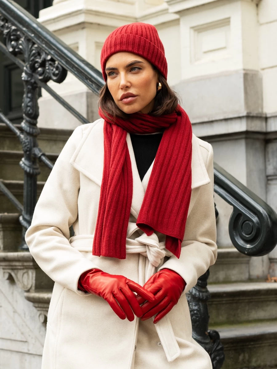 Napoli (red) - 100% Cashmere Ribbed Scarf (unisex) 11 Napoli (red) - 100% Cashmere Ribbed Scarf (unisex) - Image 11