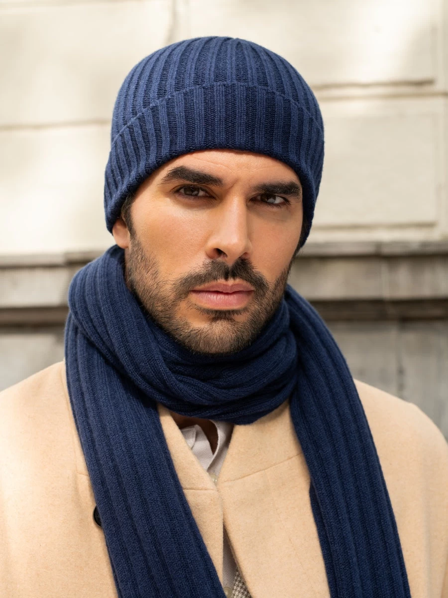 Milano (navy Blue) - 100% Cashmere Ribbed Beanie (unisex) 15 Milano (navy Blue) - 100% Cashmere Ribbed Beanie (unisex) - Image 15