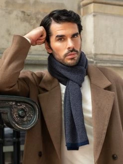 Riccardo (blue & Brown) - 100% Cashmere Scarf With Pattern -Fratelli Orsini Shop Fratelli orsini scarf beanie cashmere 3 ac0a8ac9 c0b7 40e8 b139 1356ce50dda0