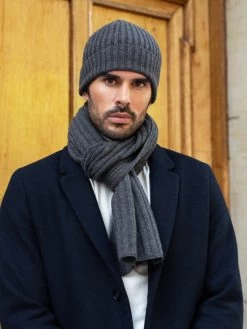 Milano (dark Grey) - 100% Cashmere Ribbed Beanie (unisex) 28 Milano (dark Grey) - 100% Cashmere Ribbed Beanie (unisex) -Fratelli Orsini Shop Fratelli orsini scarf beanie cashmere 4