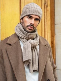 Milano (brown) - 100% Cashmere Ribbed Beanie (unisex) -Fratelli Orsini Shop Fratelli orsini scarf beanie cashmere 6