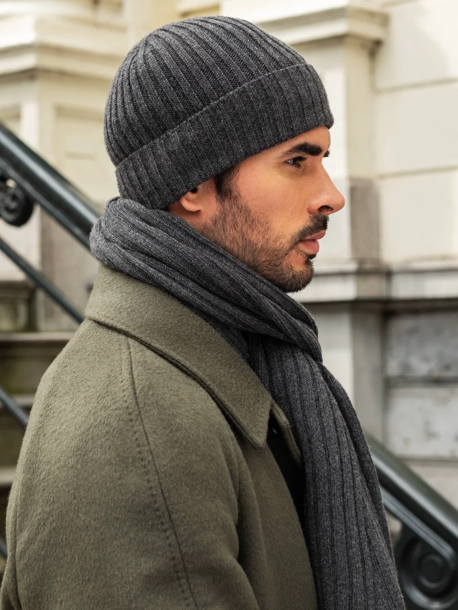 Milano (dark Grey) - 100% Cashmere Ribbed Beanie (unisex) 15 Milano (dark Grey) - 100% Cashmere Ribbed Beanie (unisex) - Image 15