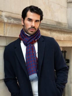Andrea (red/blue) - Soft And Lightweight Italian Scarf From 100% Wool 15 Andrea (red/blue) - Soft And Lightweight Italian Scarf From 100% Wool -Fratelli Orsini Shop Fratelli orsini scarf wool cashmere men 1