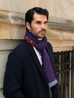 Andrea (red/blue) - Soft And Lightweight Italian Scarf From 100% Wool 17 Andrea (red/blue) - Soft And Lightweight Italian Scarf From 100% Wool -Fratelli Orsini Shop Fratelli orsini scarf wool cashmere men 2