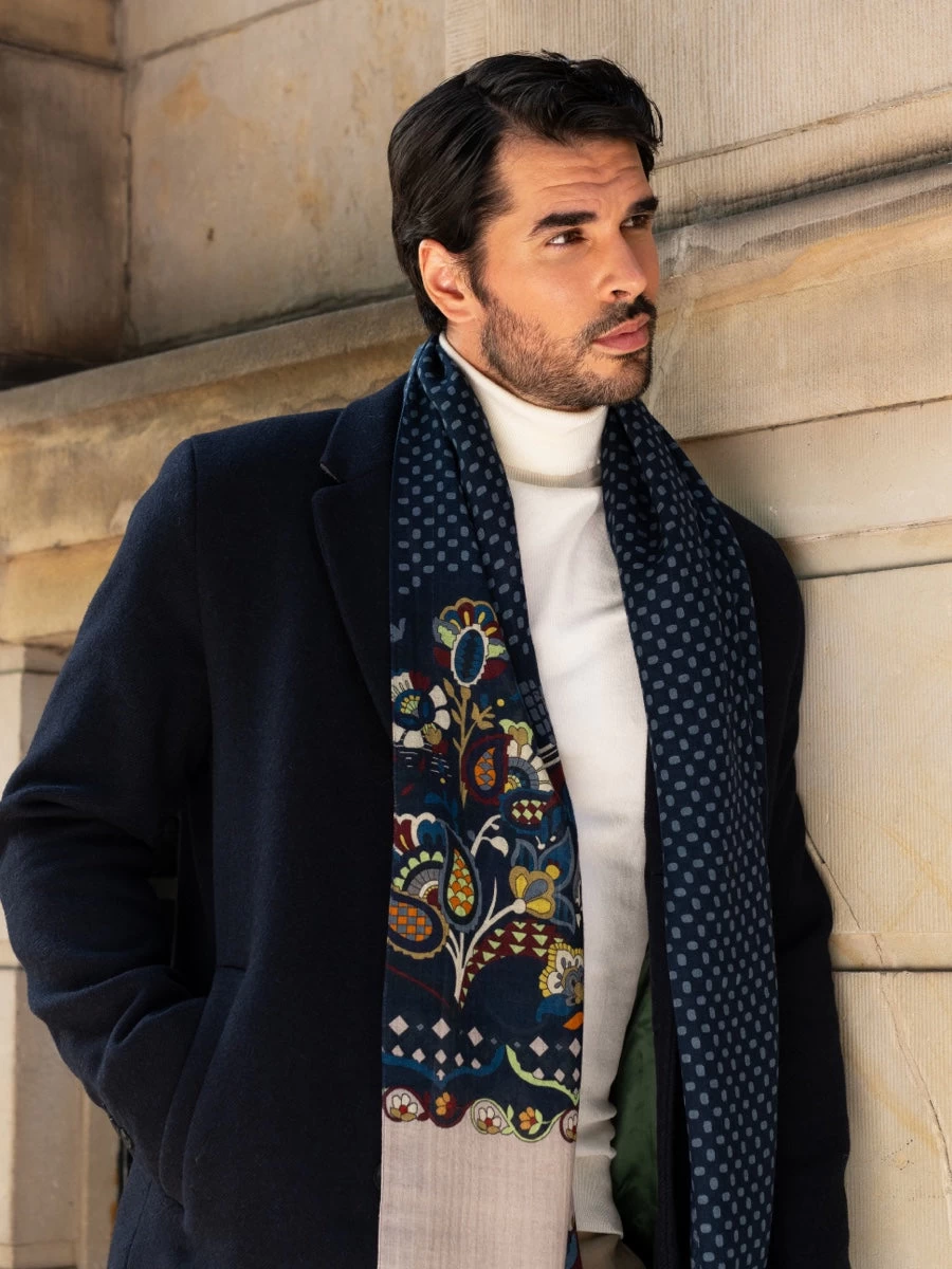 Edoardo (blue) - Soft And Lightweight Italian Scarf From 100% Wool 11 Edoardo (blue) - Soft And Lightweight Italian Scarf From 100% Wool - Image 11