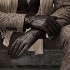 Giovanni (brown) - Classic Italian Lambskin Leather Gloves With Cashmere Lining -Fratelli Orsini Shop Giovanni brown leather gloves fratelli orsini 2